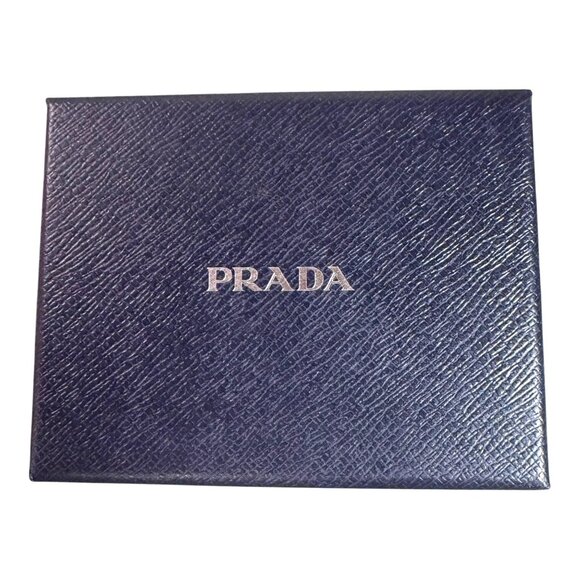 Prada Saffiano Leather Blue Gift Box EMPTY 5.5x4.5 Wallet Jewelry Authentic - Picture 2 of 10